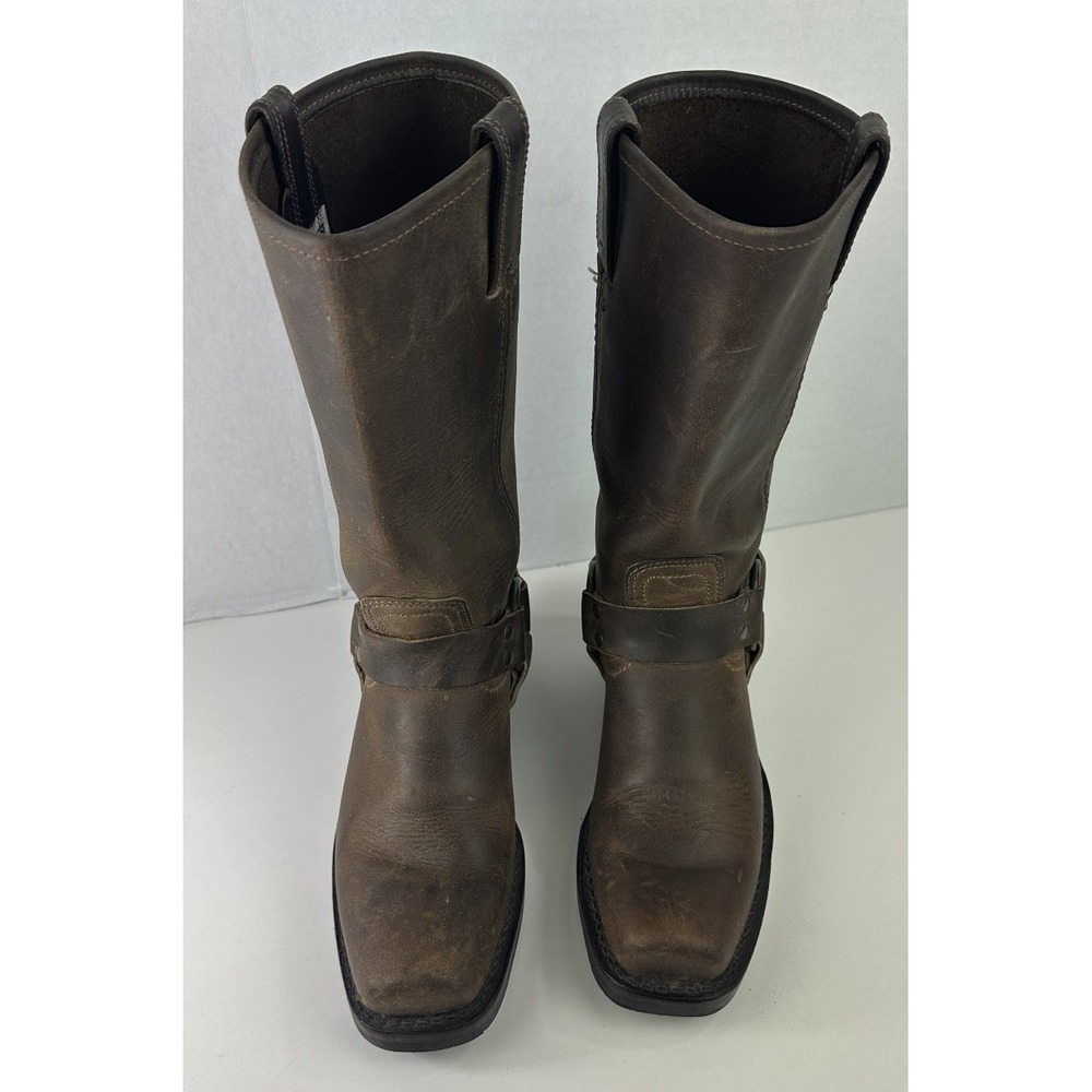 Frye Harness Boots Brown Leather Square Toe USA Made Men's 7.5 M Biker Moto - Picture 13 of 15